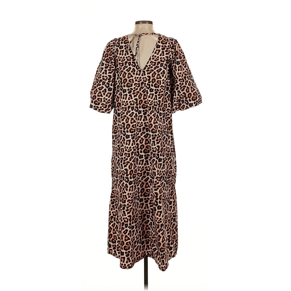 Leopard Print Puff Sleeve Midi Dress - Picture 3 of 5